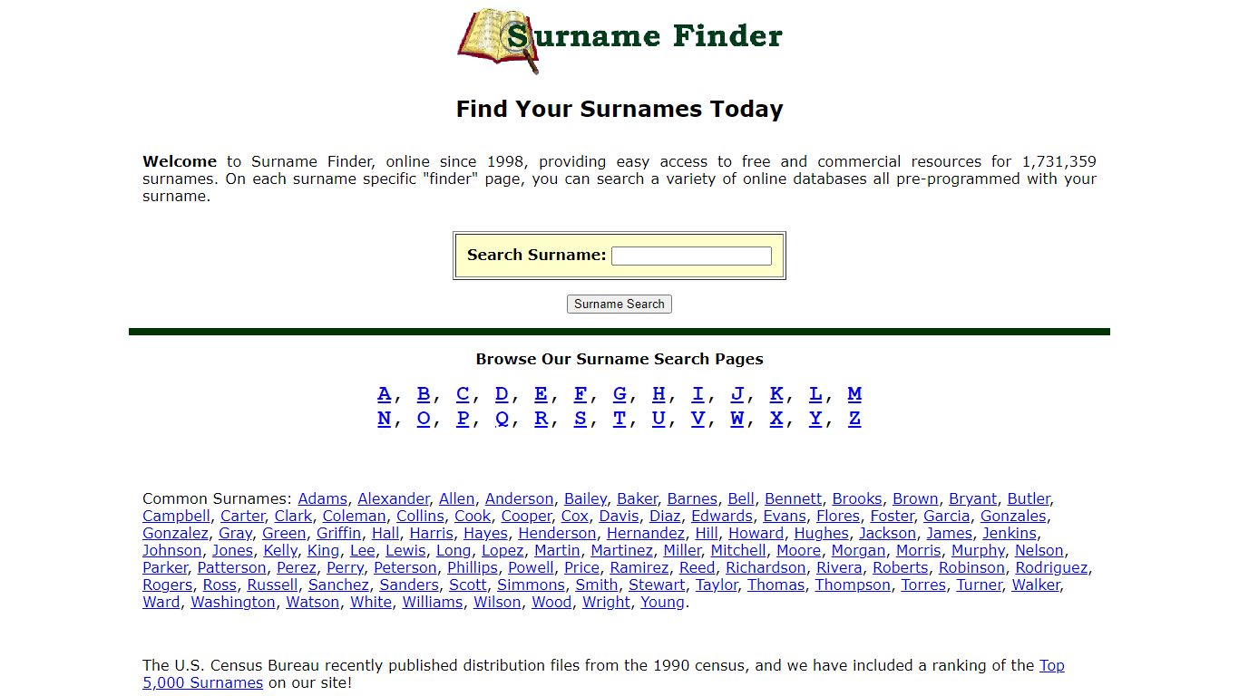Surname Finder | Free Ancestry Search Resource